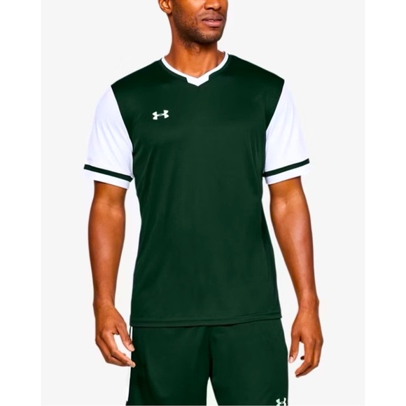 UNDER ARMOUR • Forest Green Maquina 2.0 Jersey Soccer Short Sleeve Shirt - Picture 6 of 7